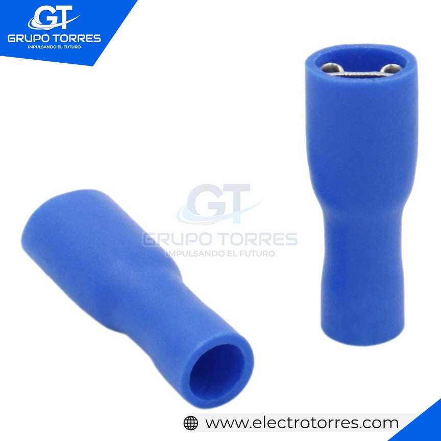 Terminal Totalmente Aislado Hembra PVC Azul (Cable 16-14)