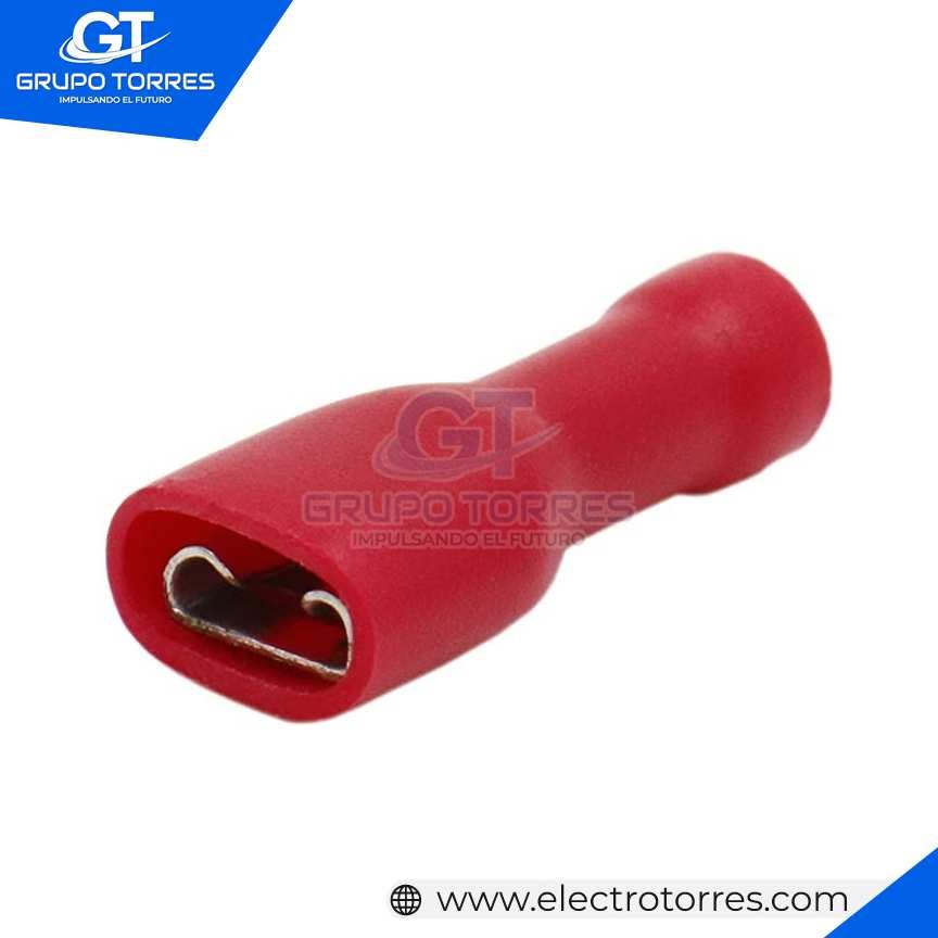 Terminal Totalmente Aislado Hembra PVC Rojo (Cable 22-16)