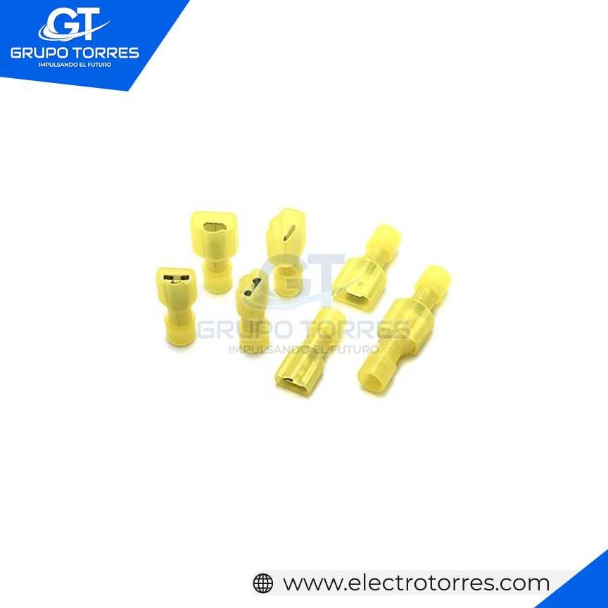 Terminal Totalmente Aislado Nylon Tipo Macho Amarillo (Cable 12-10awg)