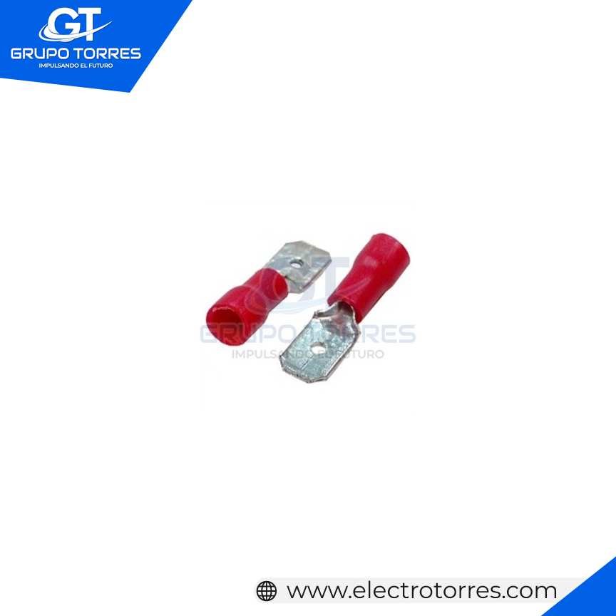 Terminal Aislado Tipo Macho [Ã˜D 3.8mm] Rojo (Cable 22-16)