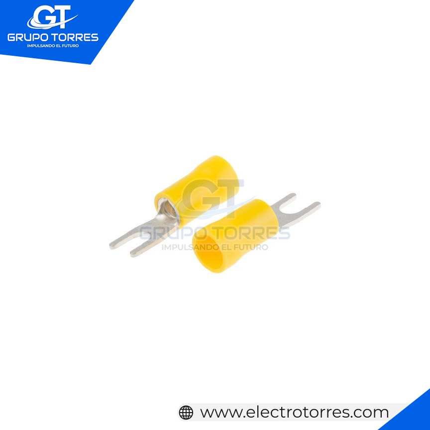 Terminal Aislado 1/8Â´Â´ Tipo UÃ±a Amarillo (Cable 12-10 awg)