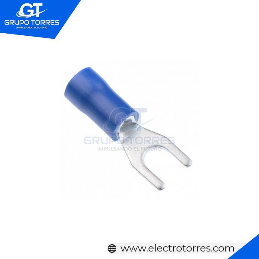 Terminal Aislado 1/4Â´Â´ Tipo UÃ±a Azul (Cable 16-14 awg)