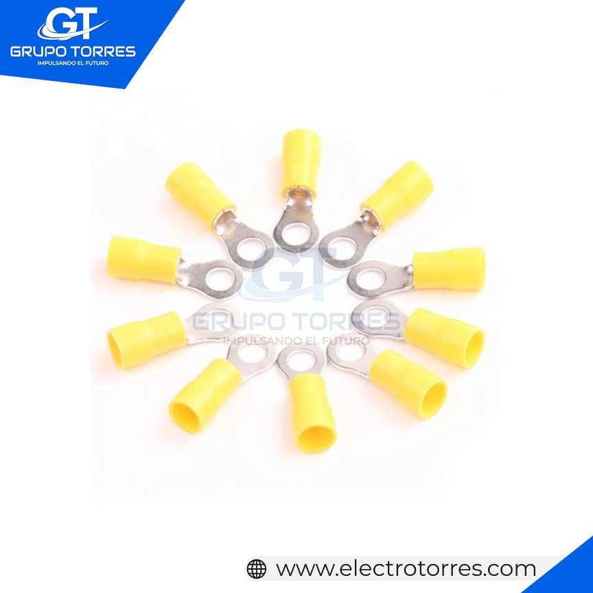 Terminal Aislado 1/4Â´Â´ Tipo Ojal Amarillo (Cable 12-10 awg)