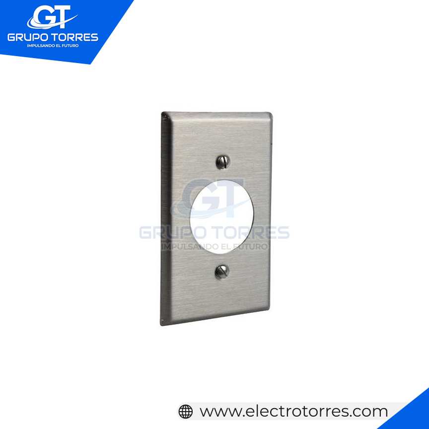 PLACA SIMPLE PARA TOMACORRIENTE 20A Y 30A DE ACERO