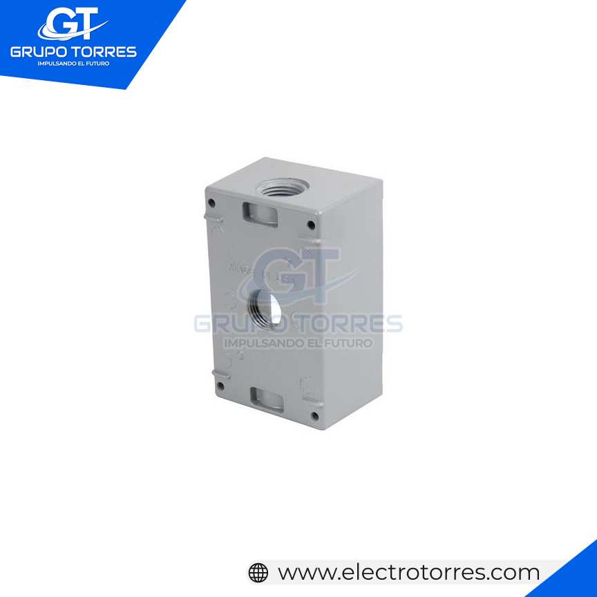 CAJA RECTANGULAR 1/2, 3 SALIDAS DE ACERO