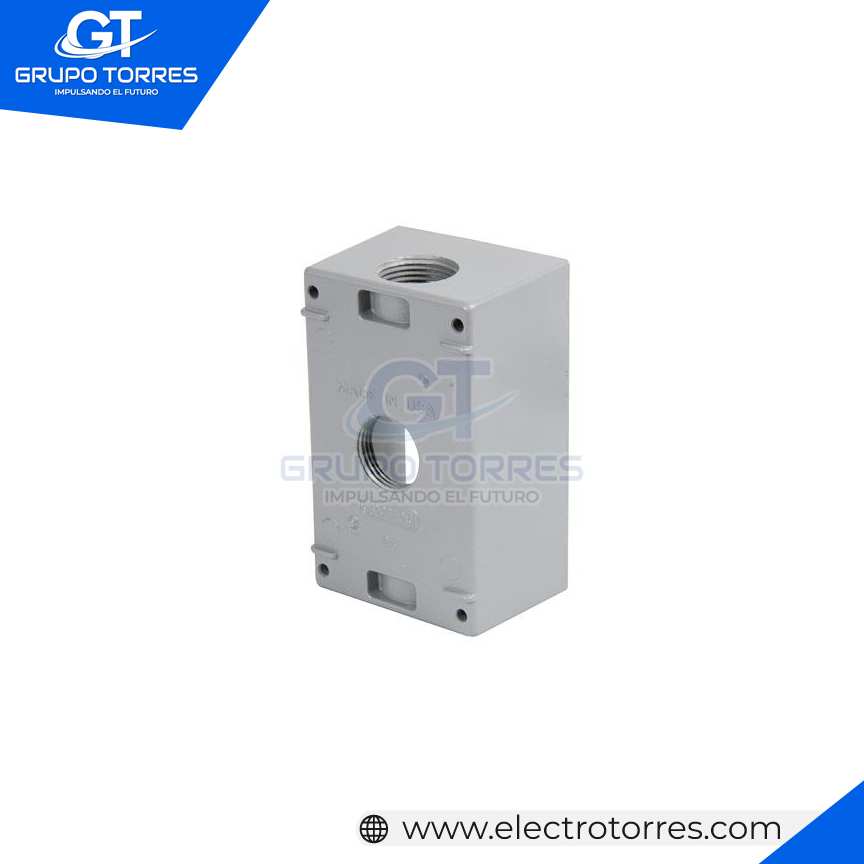CAJA RECTANGULAR 3/4, 3 SALIDAS DE ACERO