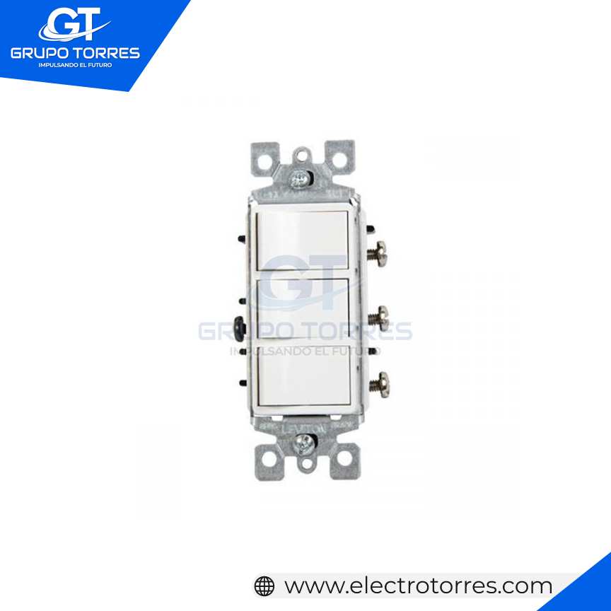 INTERRUPTOR TRIPLE DECORA 15A 250V BLANCO