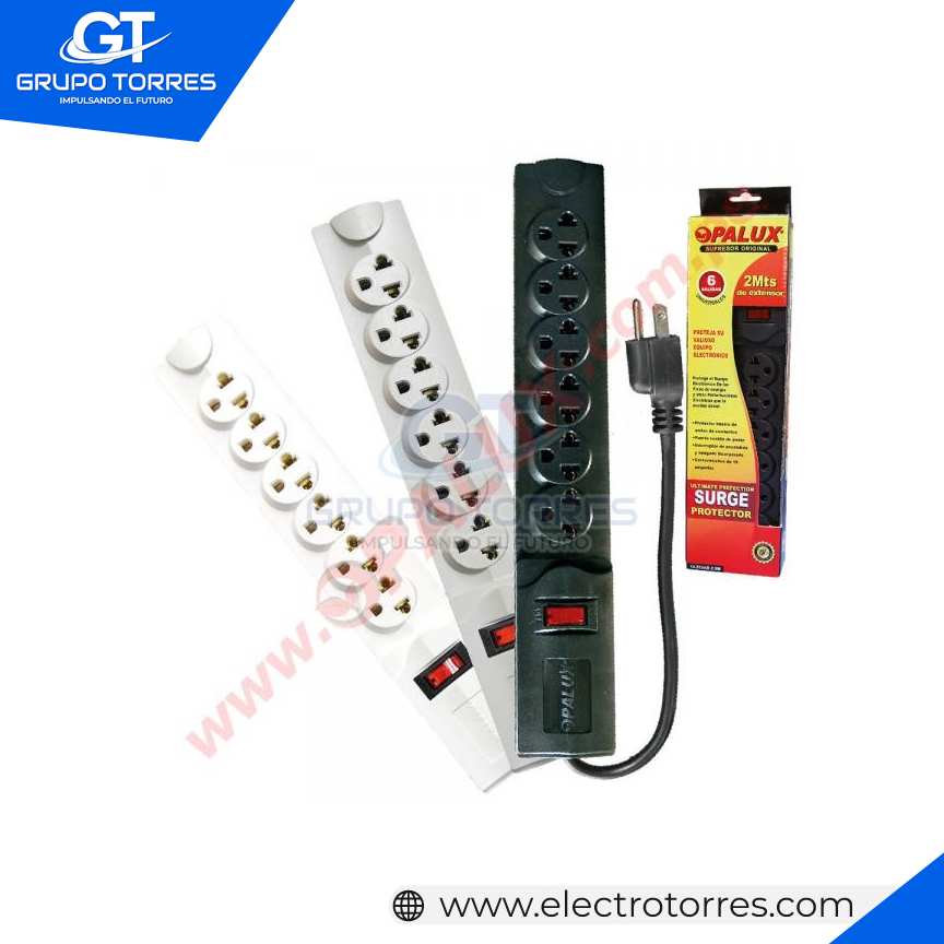 SUPRESOR DE PICO 6 TOMAS GRIS 2M 16AWG