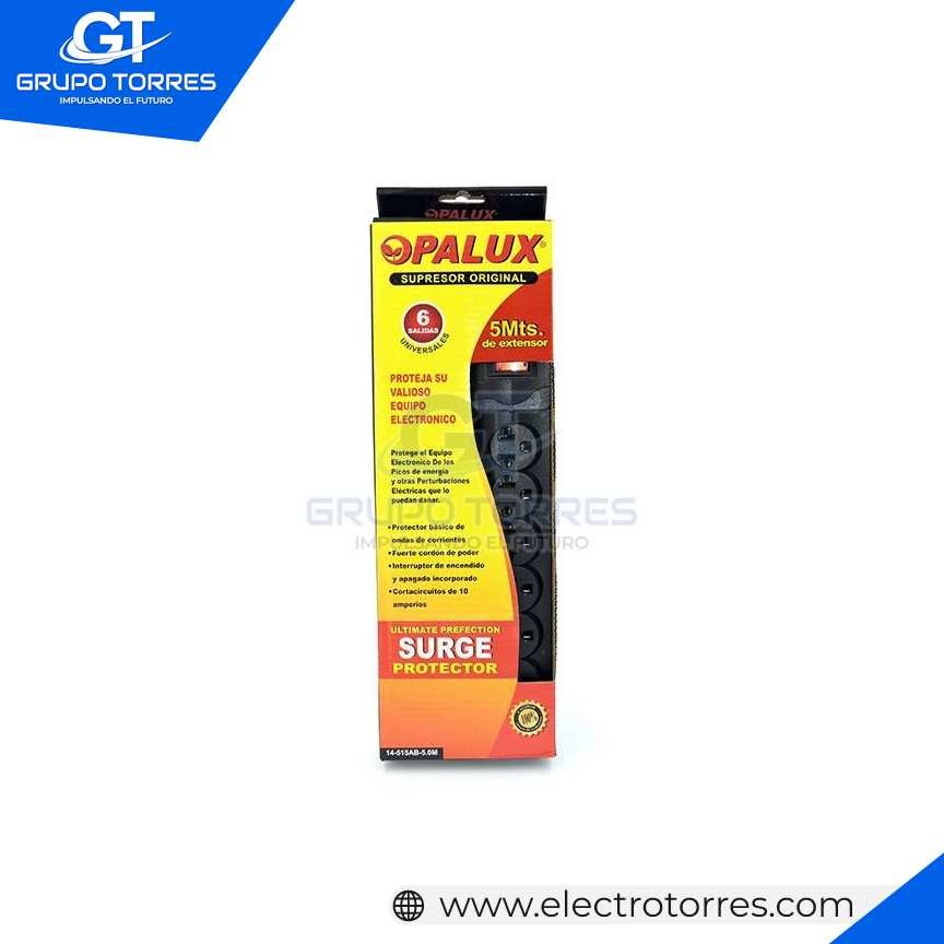 SUPRESOR DE PICO 6 TOMAS NEGRO 5M 16AWG