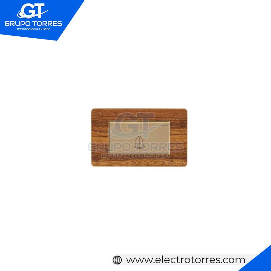 PULSADOR TIMBRE RECTANGULAR MADERA