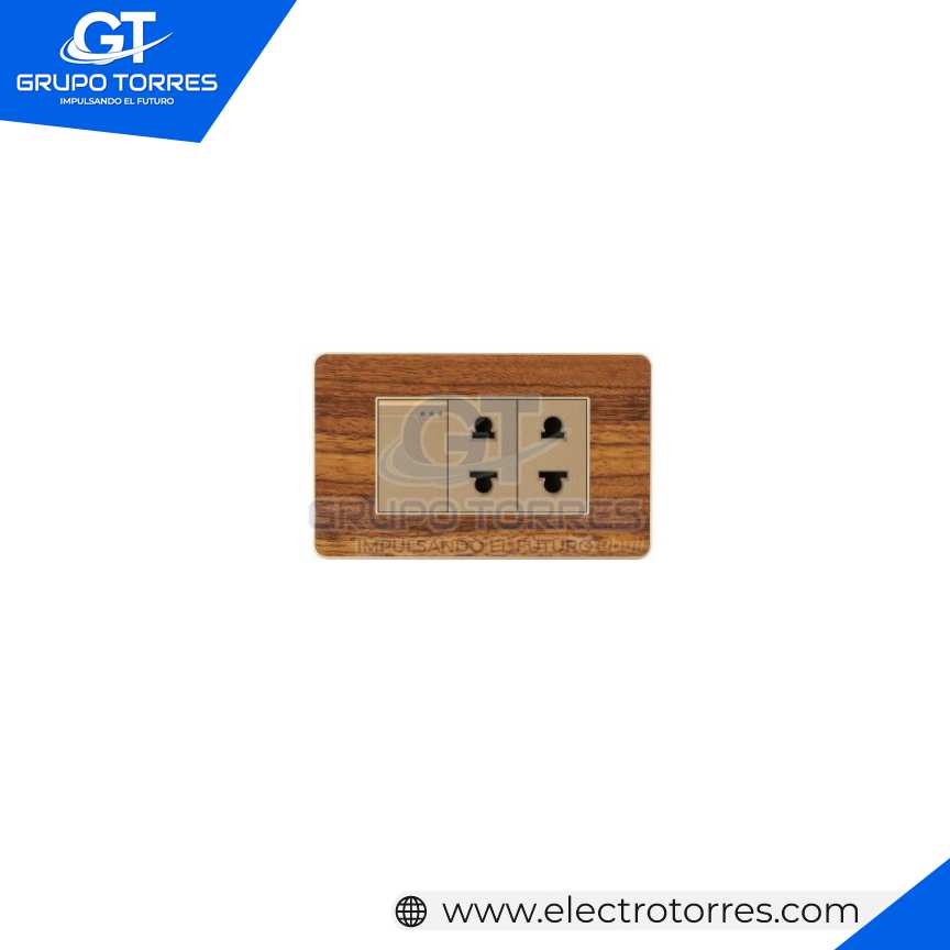 1 INTERRUPTOR + 2 TOMA SIMPLE MADERA