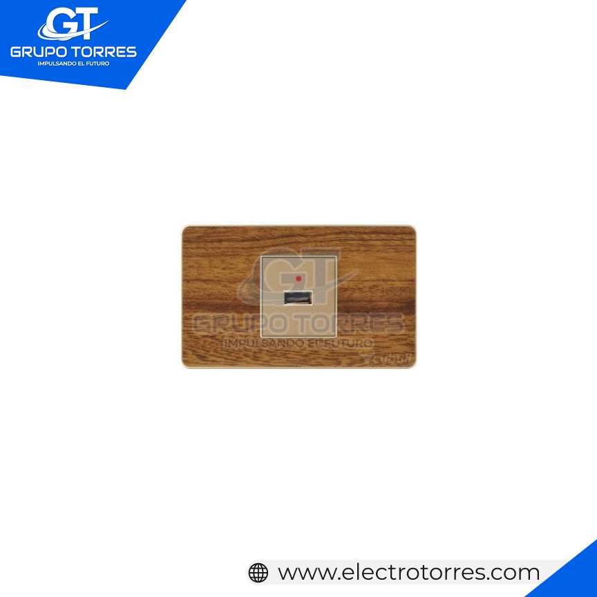 TOMACORRIENTE USB 2.1A MADERA