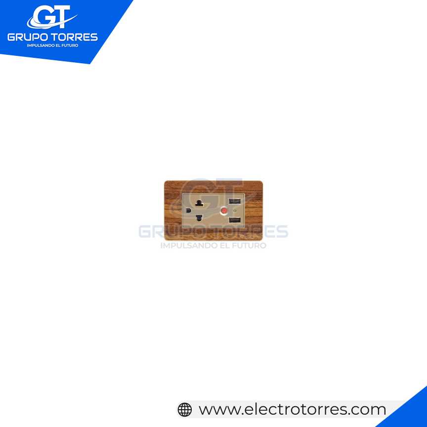 1 TOMACORRIENTE + 2 USB MADERA