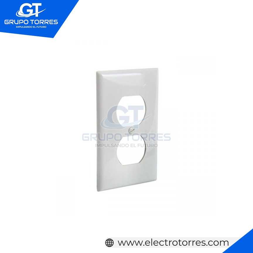PLACA DOBLE NYLON PARA TOMACORRIENTE BLANCA