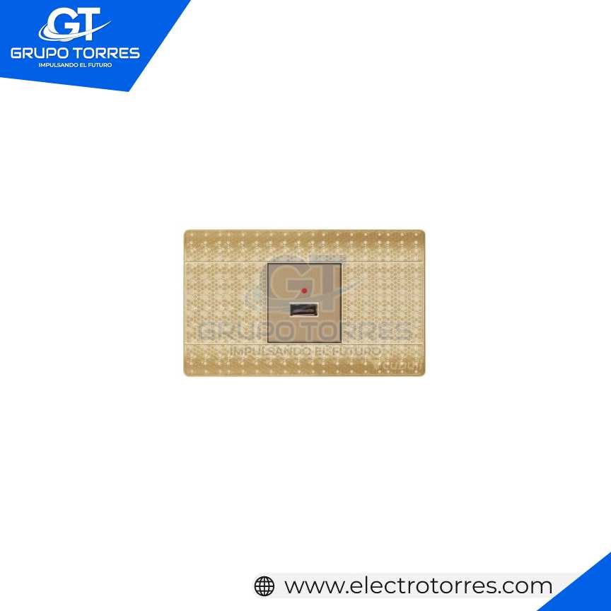 TOMACORRIENTE USB 2.1A ORO BRILLANTE