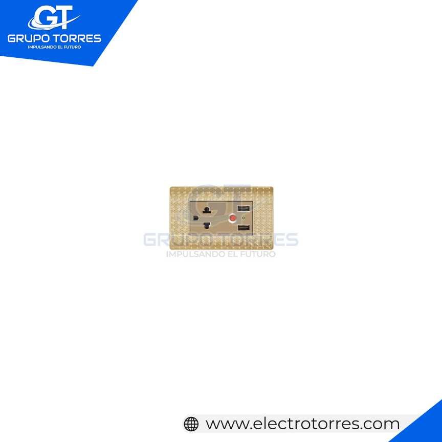 1 TOMACORRIENTE + 2 USB ORO BRILLANTE