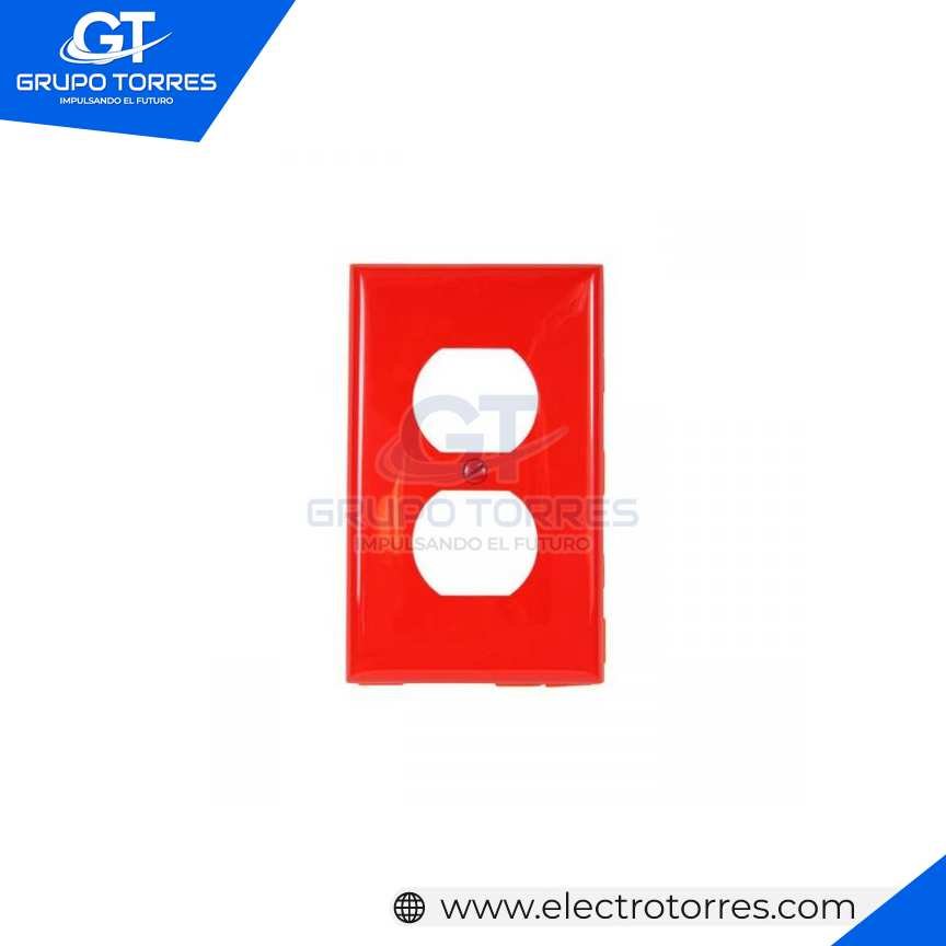 PLACA DOBLE NYLON PARA TOMACORRIENTE ROJO