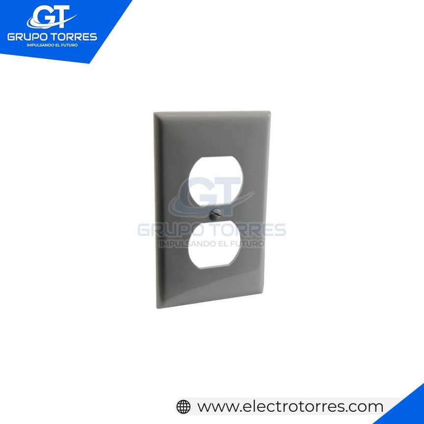 PLACA DOBLE NYLON PARA TOMACORRIENTE GRIS