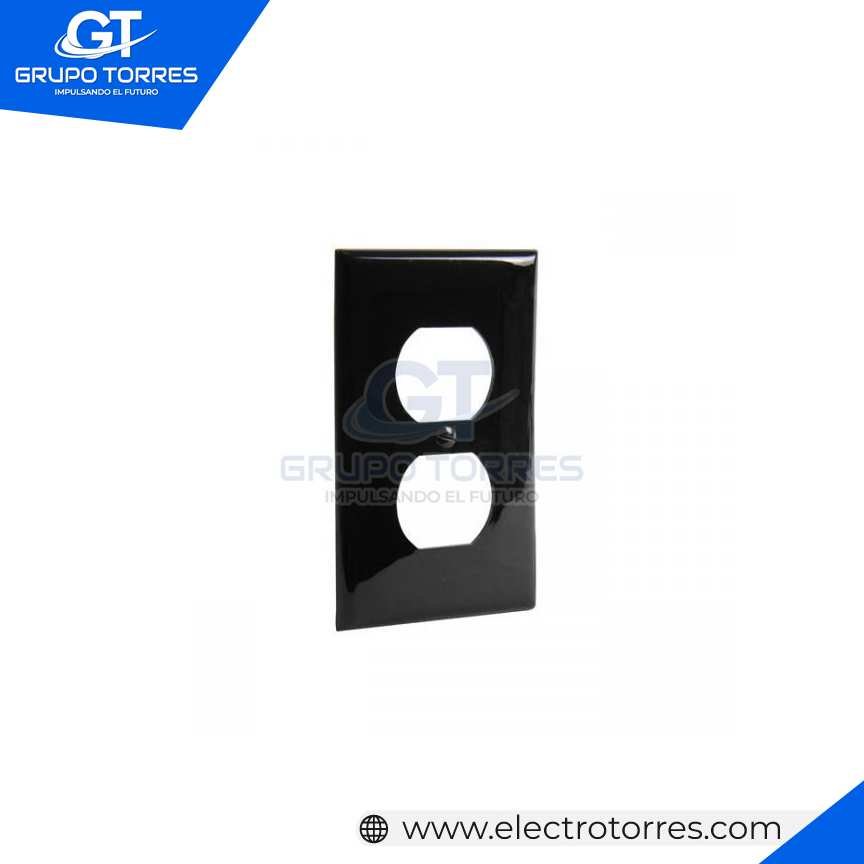 PLACA DOBLE NYLON PARA TOMACORRIENTE NEGRO
