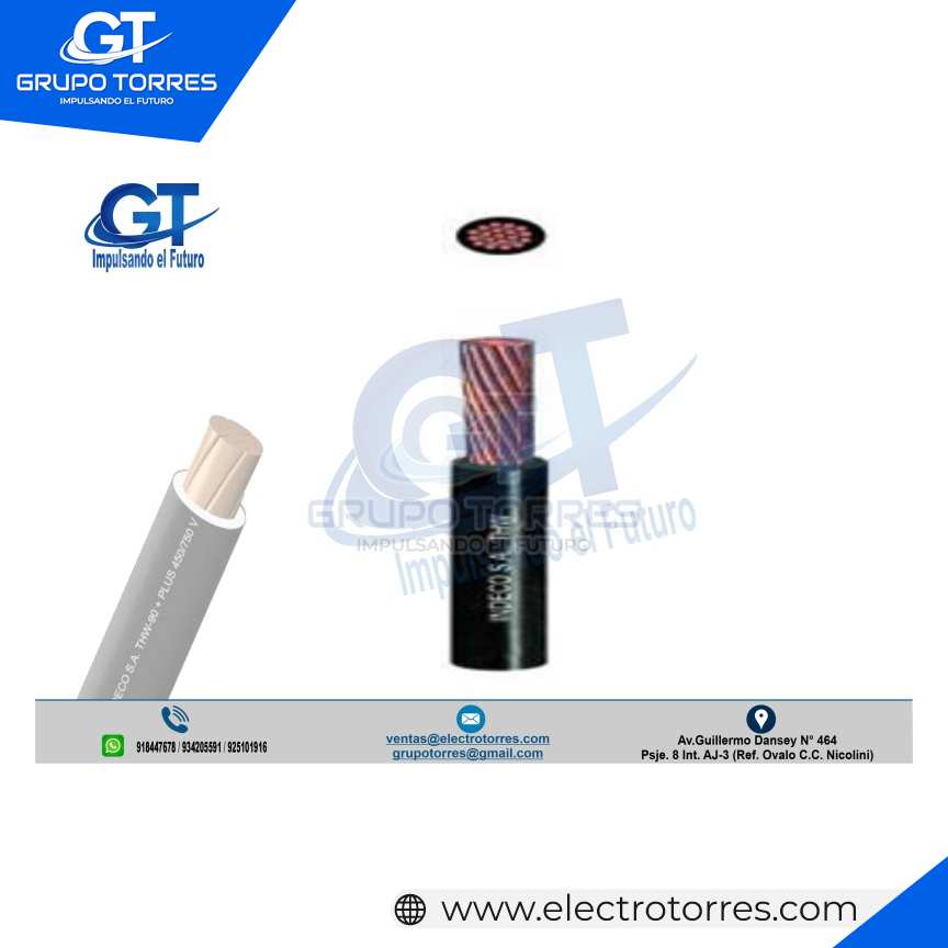CABLE ELECTRICO THW-90° 10MM2 NEGRO 450/750V