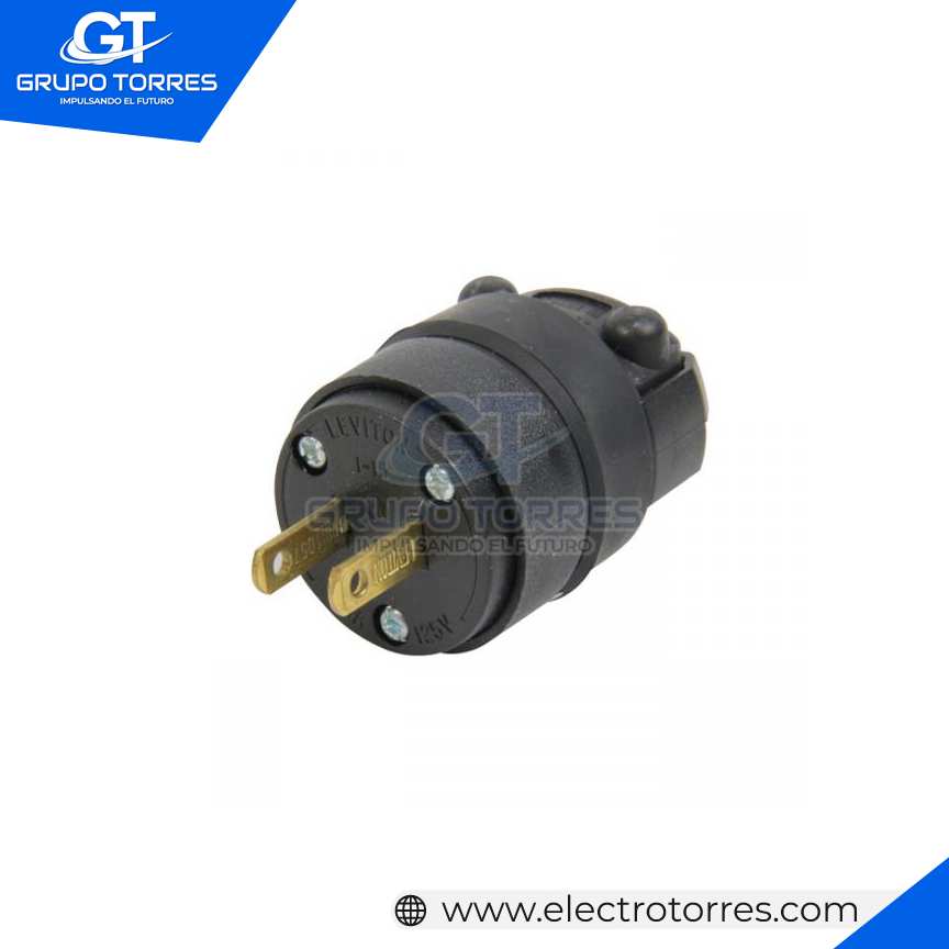 ENCHUFE 2 PATAS 15A 125V PVC-CAUCHO NEGRO