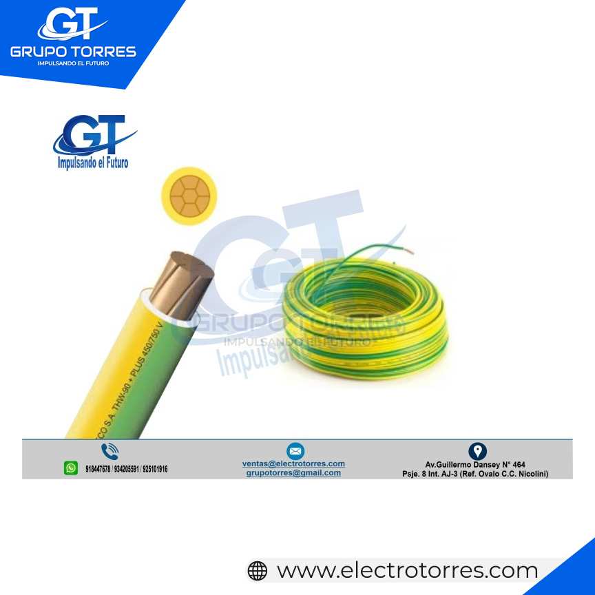 CABLE ELECTRICO THW-90° 25MM2 AMARILLO/VERDE 450/750V