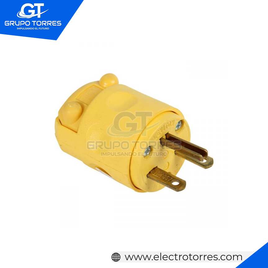ENCHUFE 15A 250V L/T M/CHINO PVC AMARILLO