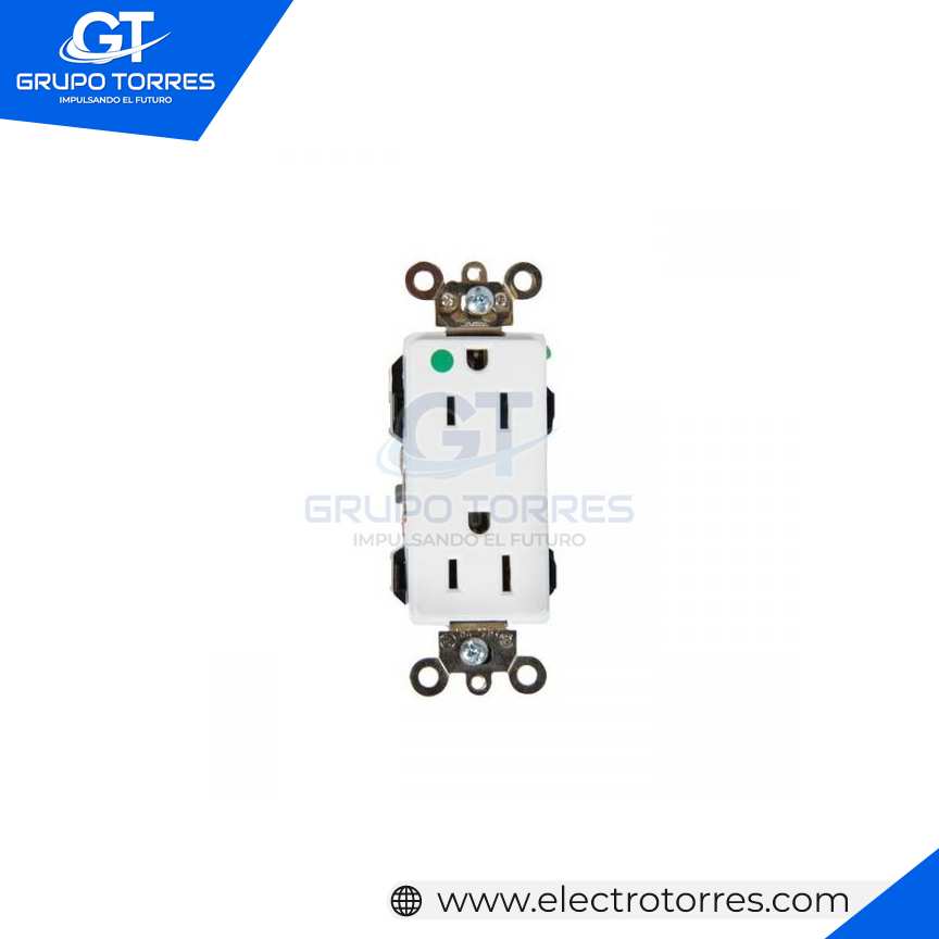TOMACORRIENTE DOBLE PARA EMPOTRAR DECORA GRADO HOSPITAL L/T 15A 125V BLANCO