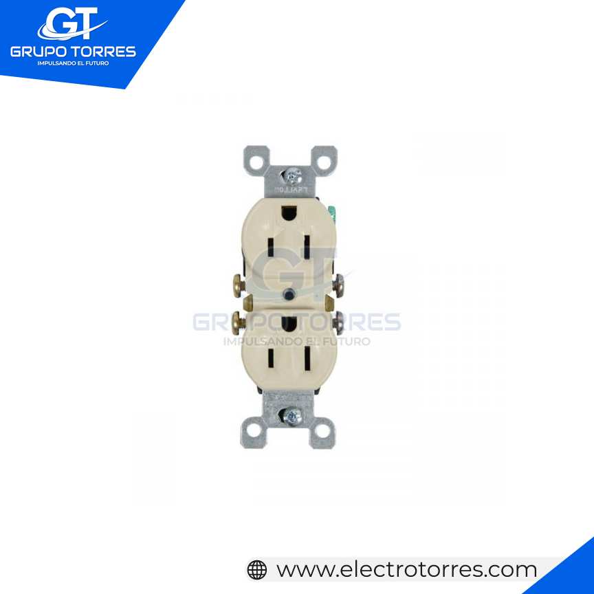 TOMACORRIENTE DOBLE PARA EMPOTRAR L/T 15A 125V MARFIL