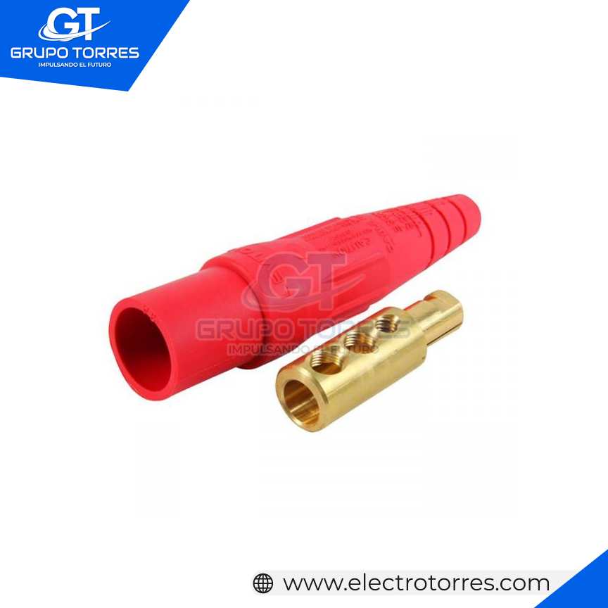 ENCHUFE (MALE) CON 2 PERNOS 400A 600V TIPO CAM LOCK ROJO C:1/0-4/0