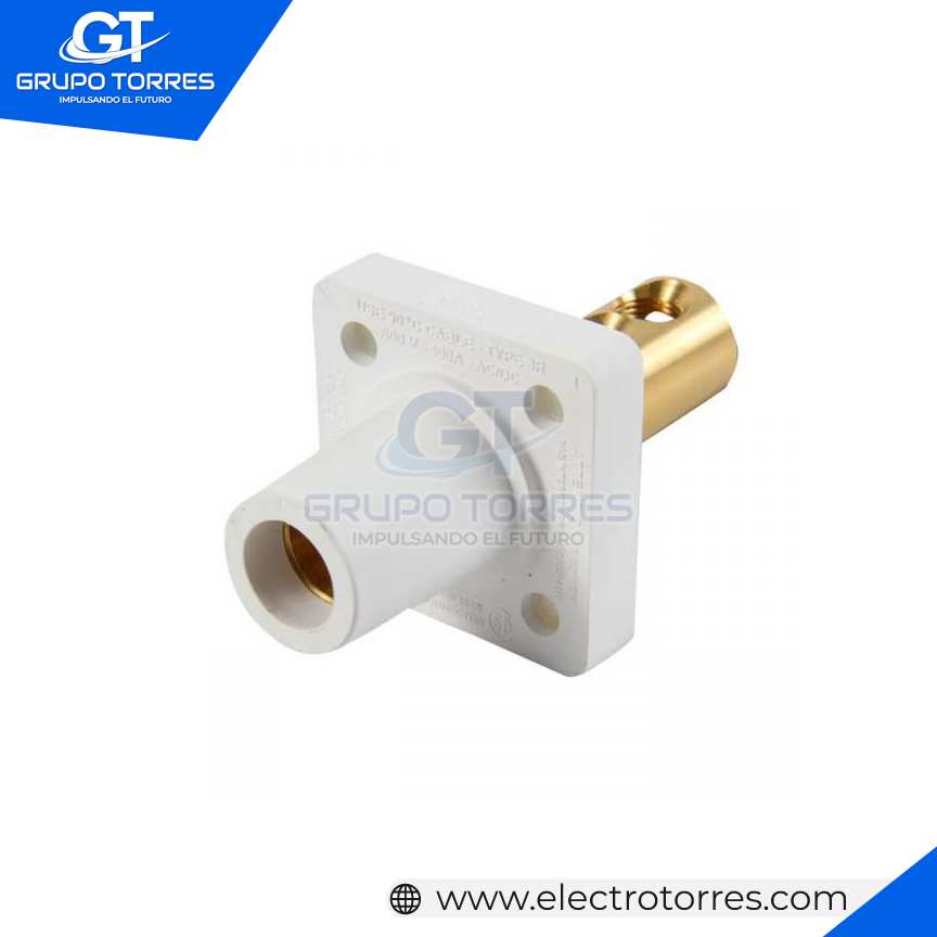 TOMACORRIENTE EMPOTRABLE (FEMALE) CON 2 PERNOS 400A 600V TIPO CAM LOCK BLANCO C:1/0-4/0