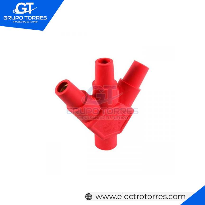 ENCHUFE TRIPLE ENTRADA (MALE/FEMALE) 400A 600V TIPO CAM LOCK ROJO
