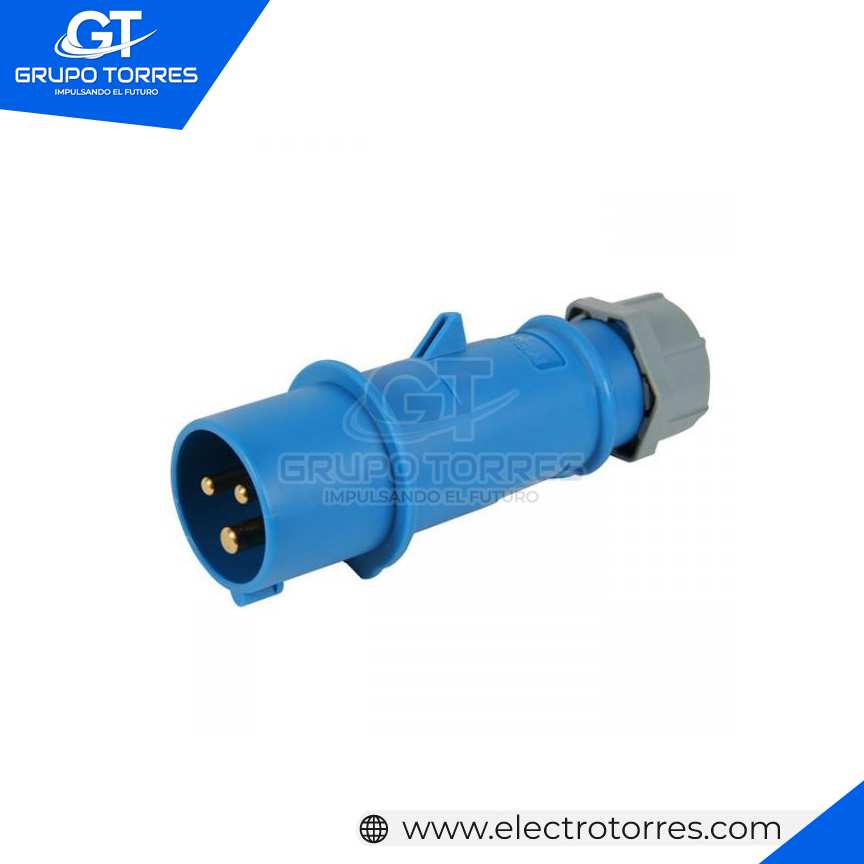 ENCHUFE 16A 2P+T 250V AZUL 6H IP44