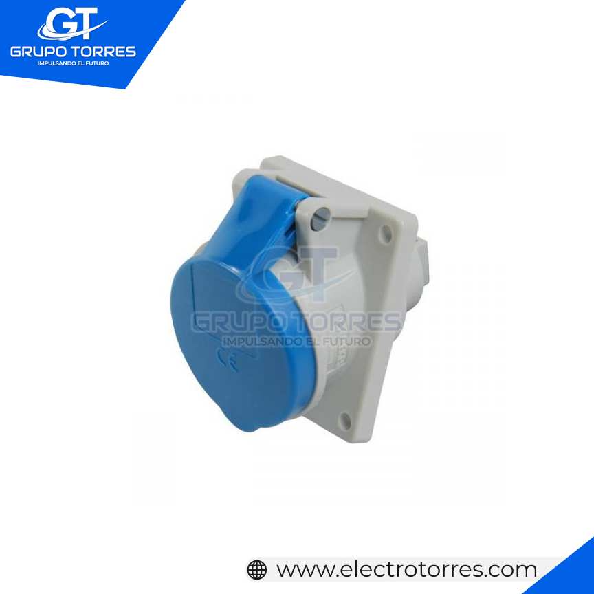 TOMACORRIENTE EMPOTRABLE 16A 2P+T 250V AZUL 6H IP44