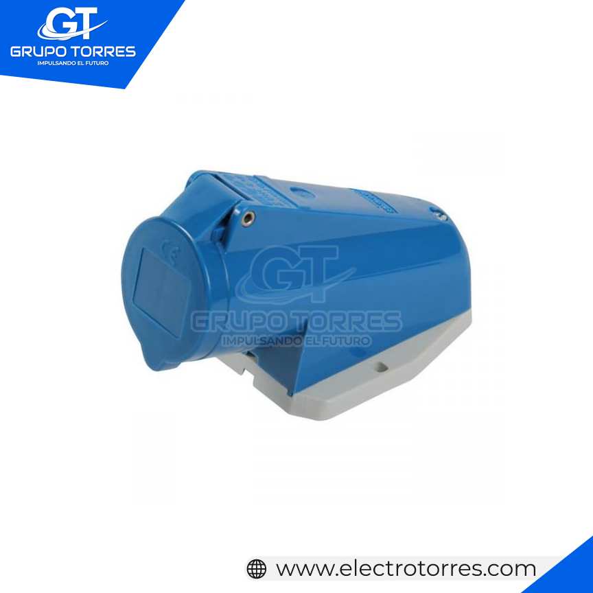 TOMACORRIENTE VISIBLE 16A 2P+T 250V AZUL 6H IP44
