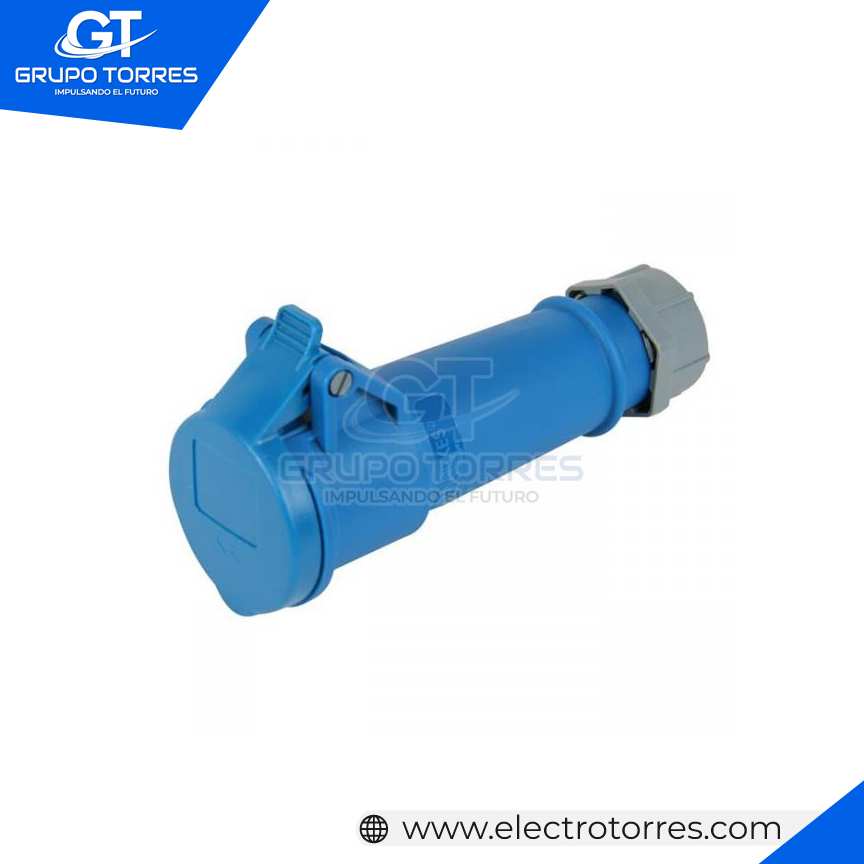TOMACORRIENTE AÉREO 16A 2P+T 250V AZUL 6H IP44