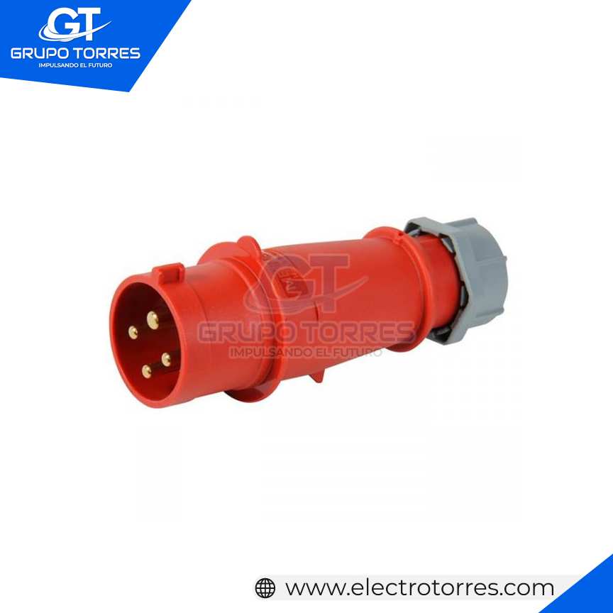 ENCHUFE 32A 3P+T 415V ROJO 6H IP44