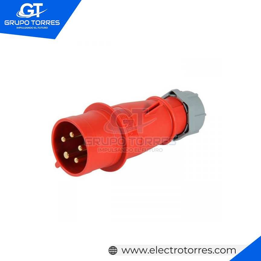 ENCHUFE 32A 3P+N+T 415V ROJO 6H IP44