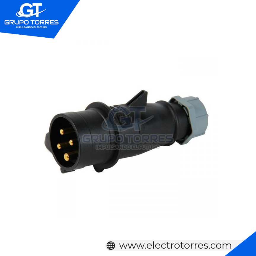 ENCHUFE 16A 3P+T 500V NEGRO 7H IP44