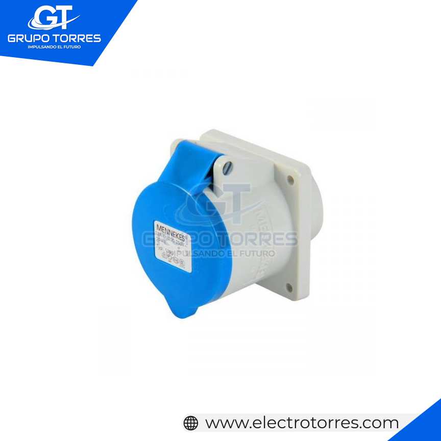 TOMACORRIENTE EMPOTRABLE RECTO 32A 2P+T 250V AZUL 6H
