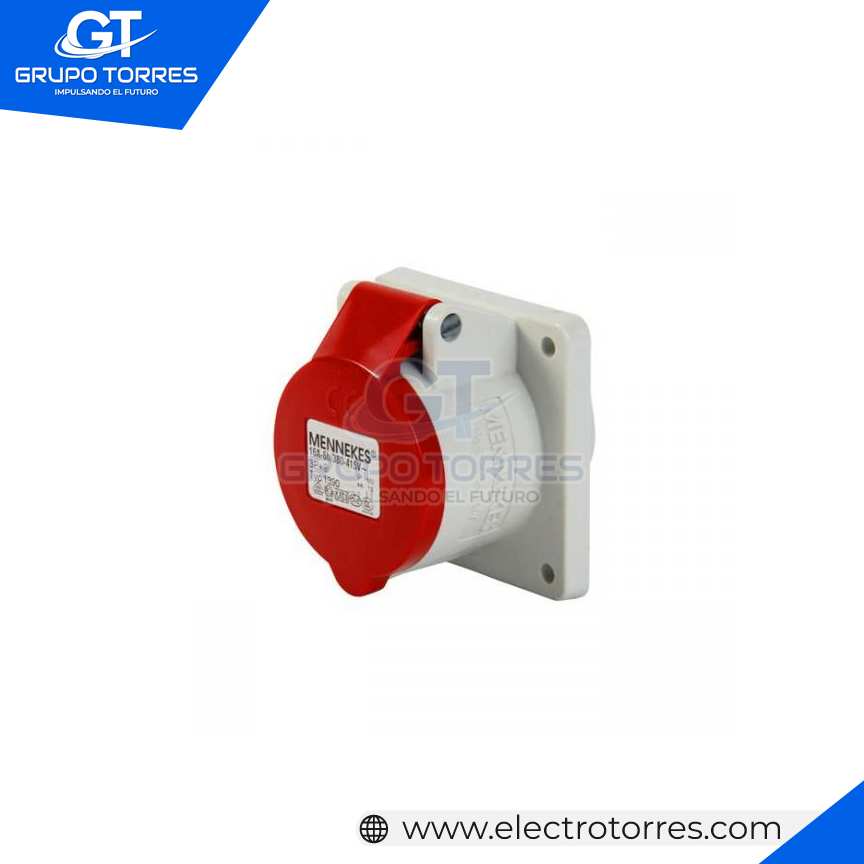 TOMACORRIENTE EMPOTRABLE RECTO 16A 3P+T 415V ROJO 6H