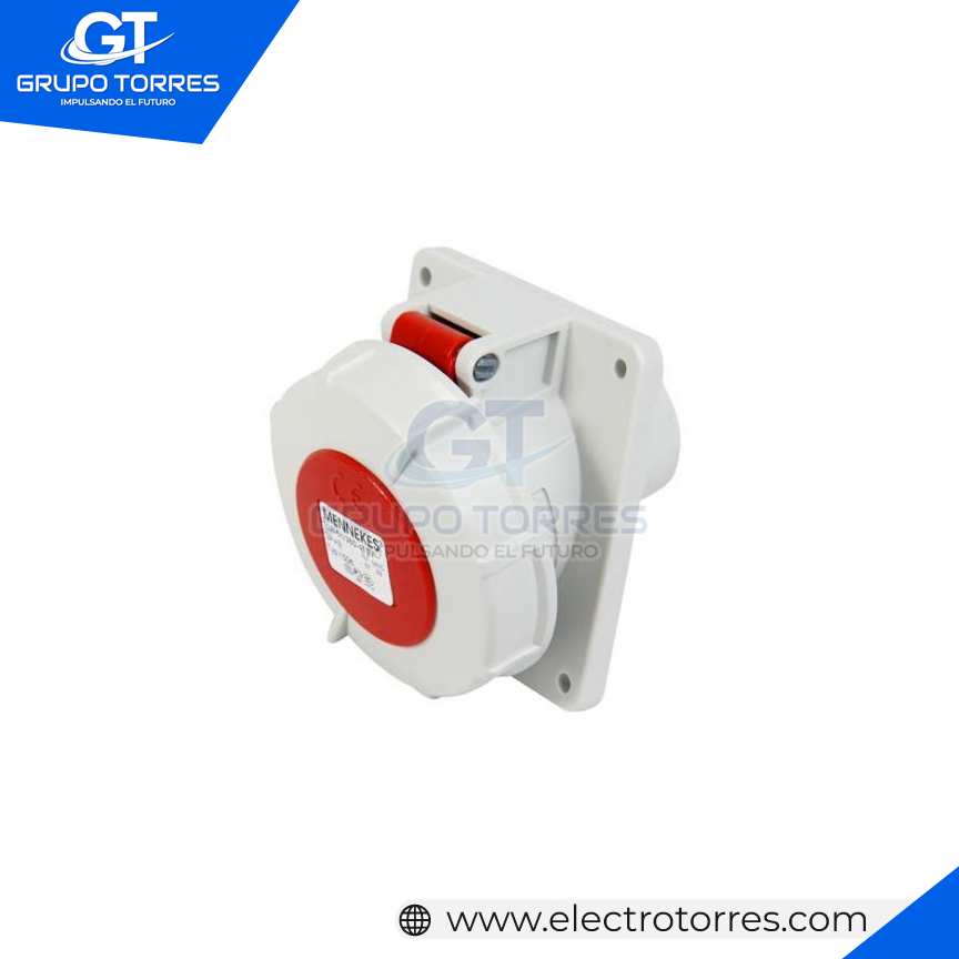 TOMACORRIENTE EMPOTRABLE 32A 3P + T 415V ROJO 6H