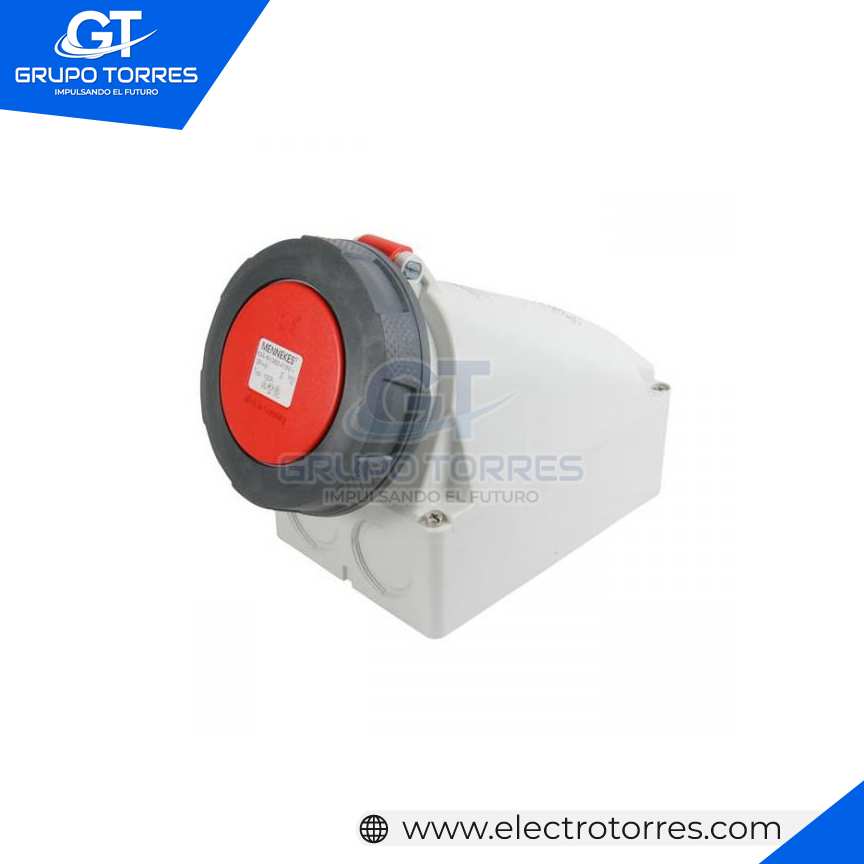 TOMACORRIENTE VISIBLE 63A 3P + T 415V ROJO 6H