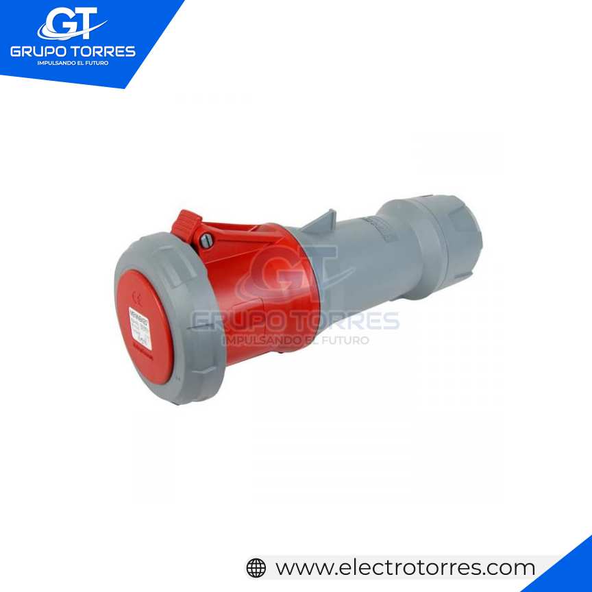 TOMACORRIENTE AÉREO 63A 3P+N+T 415V ROJO 6H POWERTOP PLUS