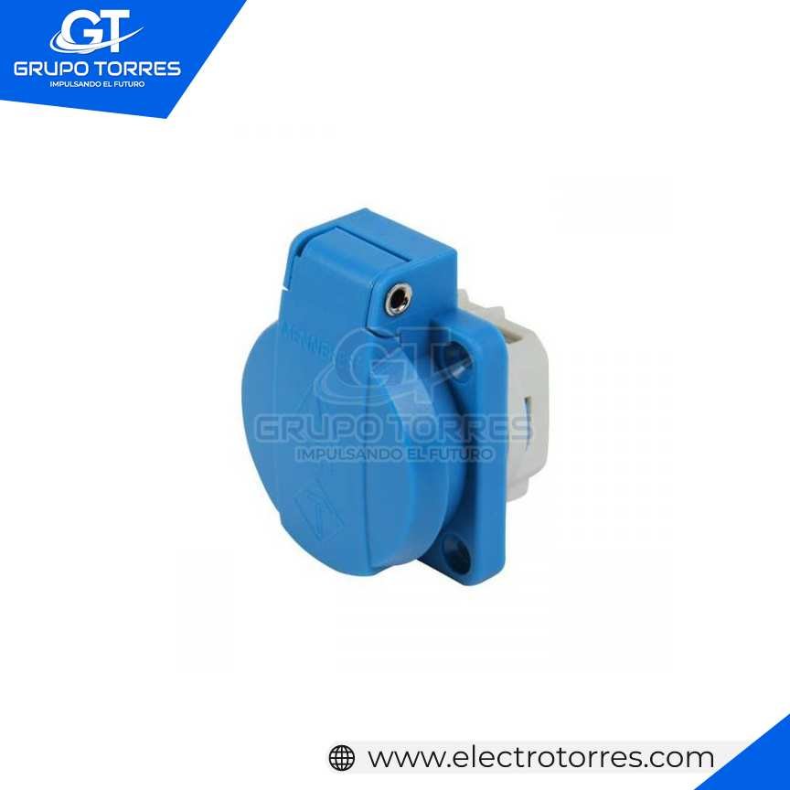 TOMACORRIENTE EMPOTRABLE SCHUKO AZUL 16A 2P+T 250V