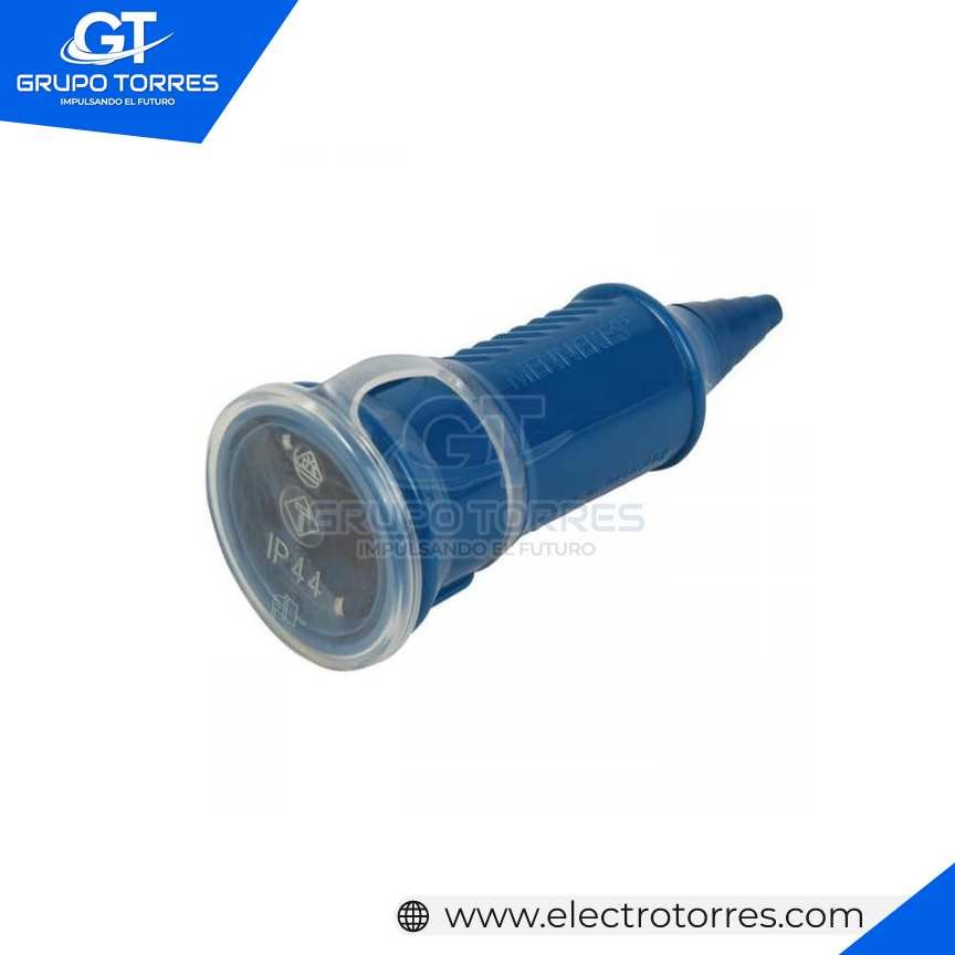TOMACORRIENTE AÉREO SCHUKO AZUL 16A 2P+T 250V