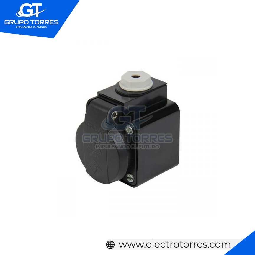 TOMACORRIENTE VISIBLE SCHUKO NEGRO 16A 2P+T 250V