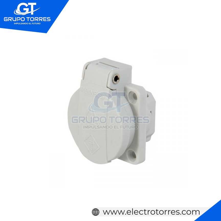 TOMACORRIENTE EMPOTRABLE SCHUKO GRIS 16A 2P+T 250V