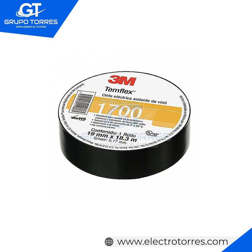 CINTA ELECTRICA TEMFLEX 1700 3/4´´ 0.019 X 18M