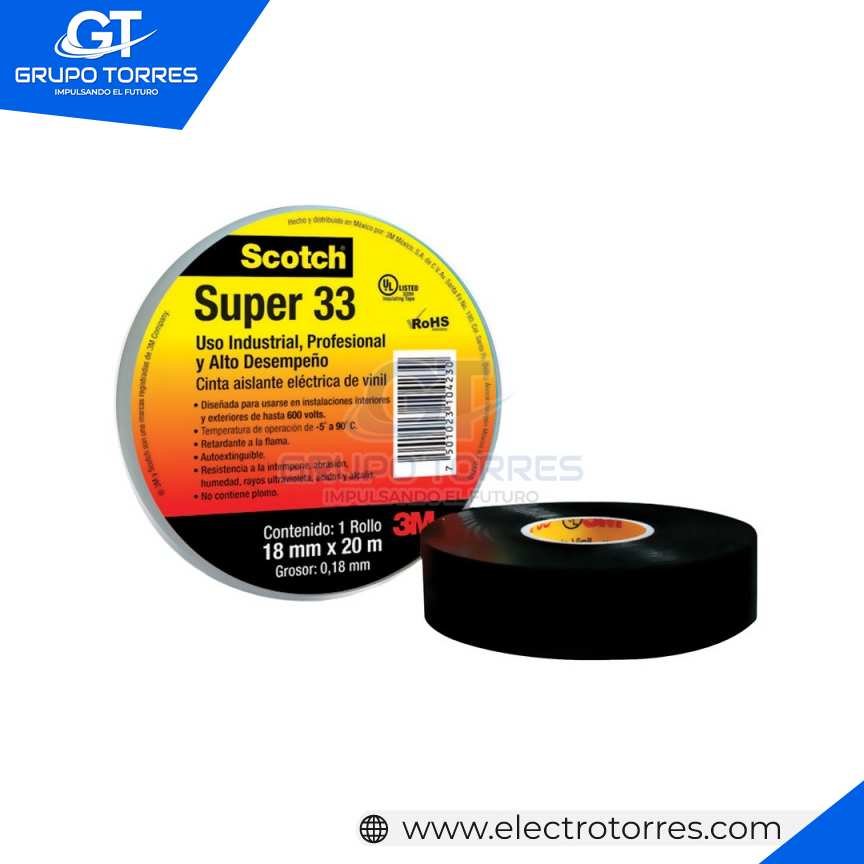 CINTA DE PVC Scotch SUPER 33 3/4´´  X 018X 20M